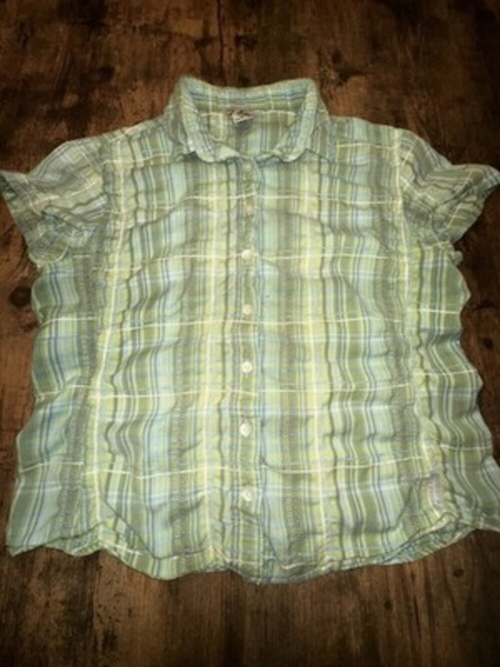 Woolrich Women's Plaid Seersucker Short Sleeve Button Up Shirt - Medium